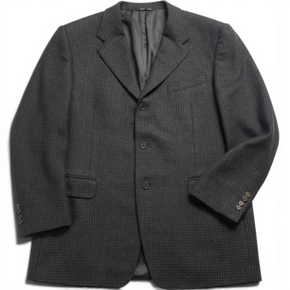 Canali Lana Cashmere Blazer Mens 44 Brown‎ Micro Check Sport Coat Made in Italy